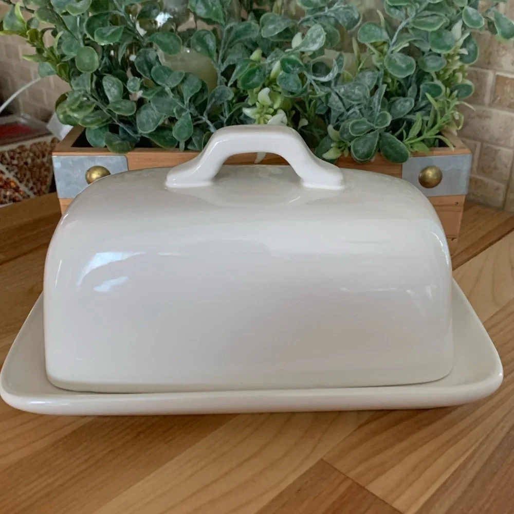 RAE DUNN “BRUNCH” LL CERAMIC BUTTER DISH W/HANDLE - Picture 3 of 8